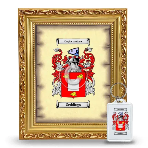 Geddings Framed Coat of Arms and Keychain - Gold