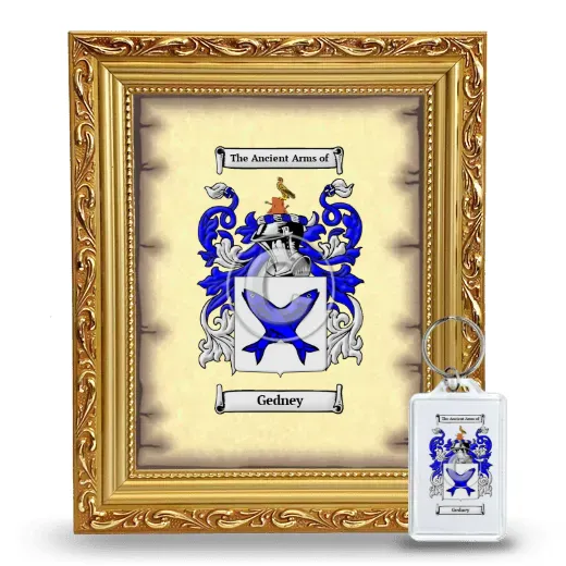 Gedney Framed Coat of Arms and Keychain - Gold