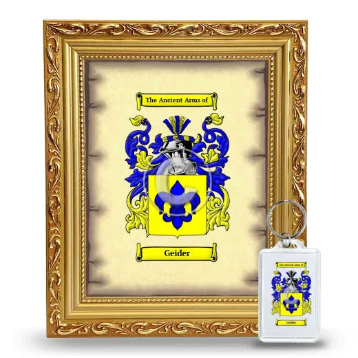 Geider Framed Coat of Arms and Keychain - Gold