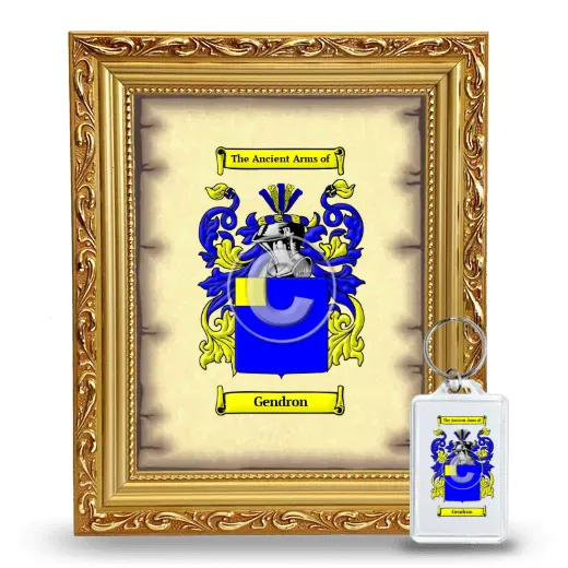 Gendron Framed Coat of Arms and Keychain - Gold