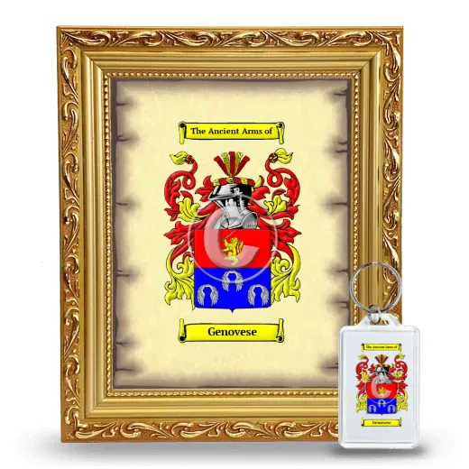 Genovese Framed Coat of Arms and Keychain - Gold