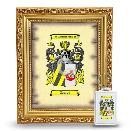 George Framed Coat of Arms and Keychain - Gold
