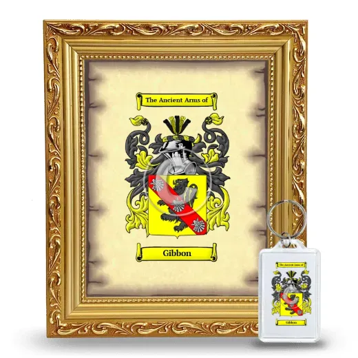 Gibbon Framed Coat of Arms and Keychain - Gold