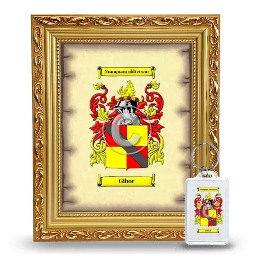 Gibor Framed Coat of Arms and Keychain - Gold