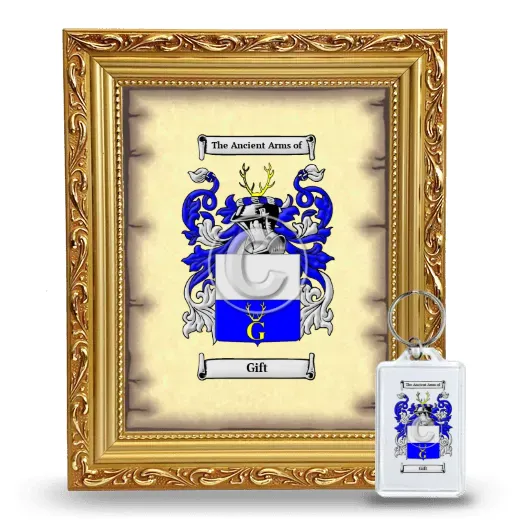 Gift Framed Coat of Arms and Keychain - Gold