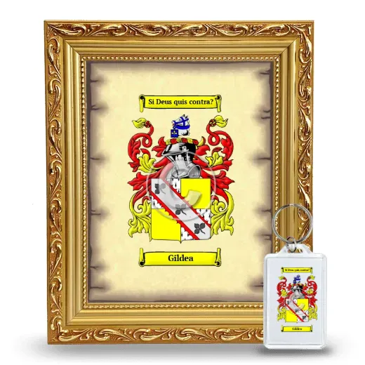 Gildea Framed Coat of Arms and Keychain - Gold