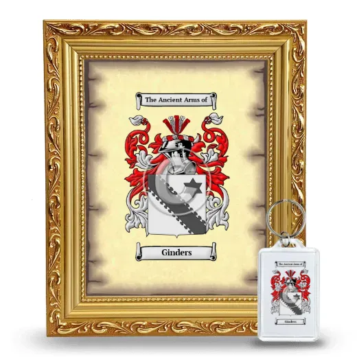 Ginders Framed Coat of Arms and Keychain - Gold
