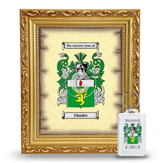 Ginniss Framed Coat of Arms and Keychain - Gold