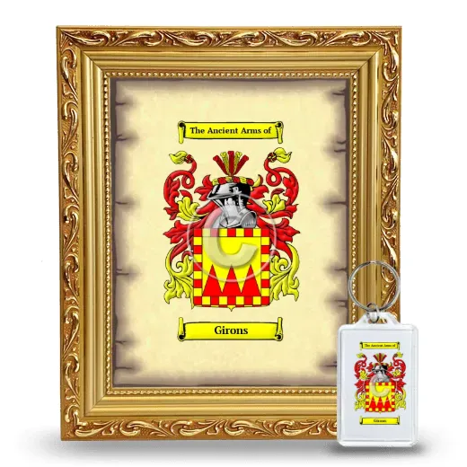 Girons Framed Coat of Arms and Keychain - Gold