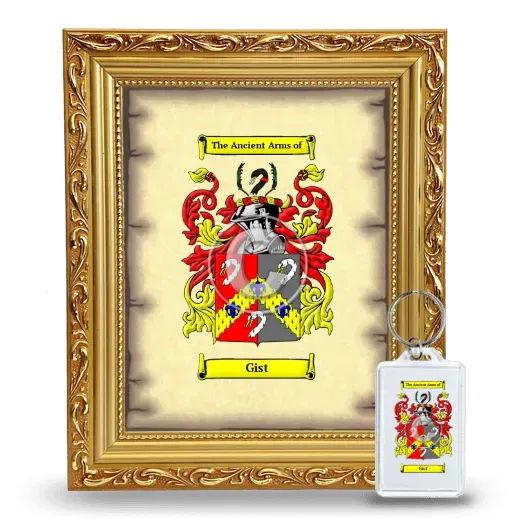 Gist Framed Coat of Arms and Keychain - Gold