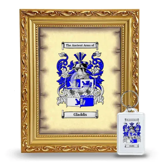 Gladdis Framed Coat of Arms and Keychain - Gold