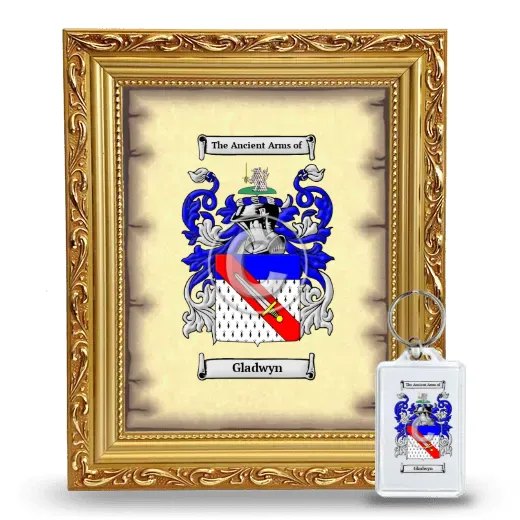 Gladwyn Framed Coat of Arms and Keychain - Gold