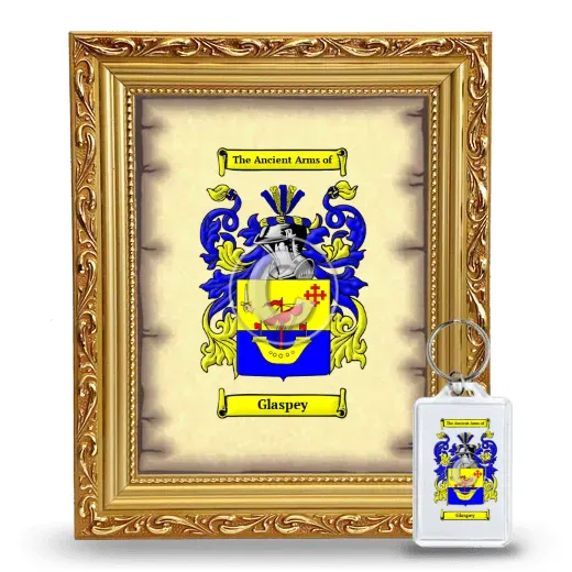 Glaspey Framed Coat of Arms and Keychain - Gold