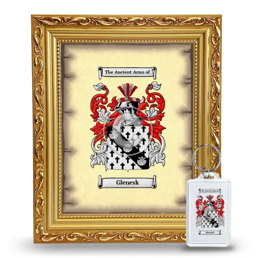 Glenesk Framed Coat of Arms and Keychain - Gold