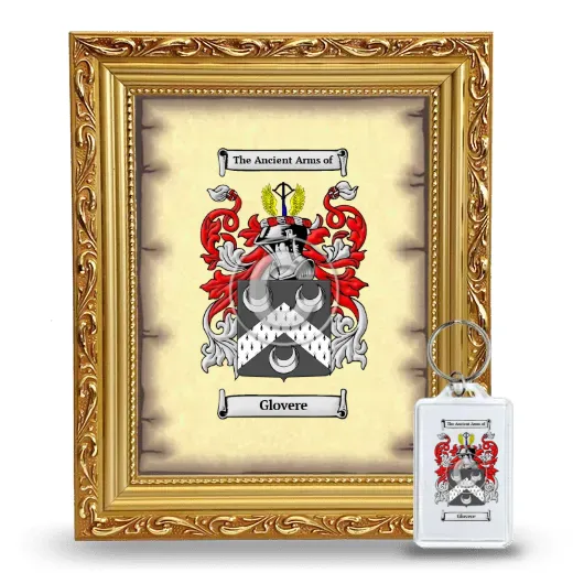 Glovere Framed Coat of Arms and Keychain - Gold