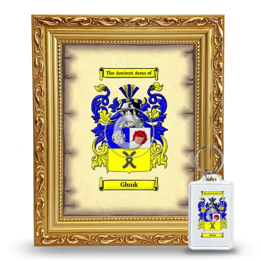 Glunk Framed Coat of Arms and Keychain - Gold
