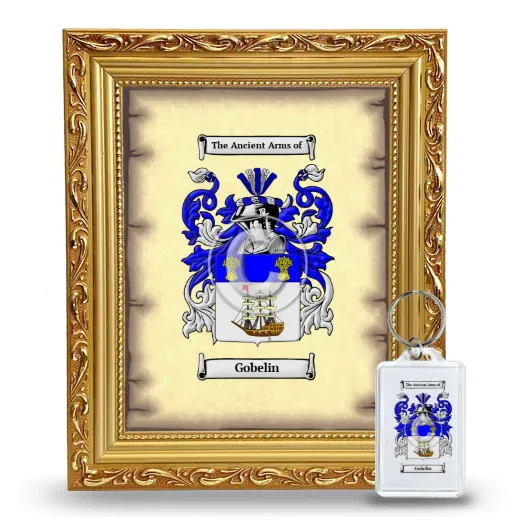 Gobelin Framed Coat of Arms and Keychain - Gold