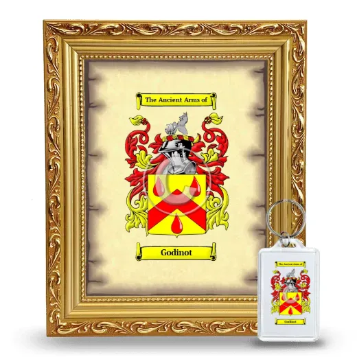 Godinot Framed Coat of Arms and Keychain - Gold