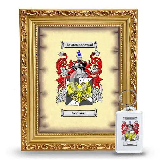 Godman Framed Coat of Arms and Keychain - Gold
