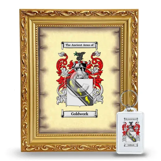 Goldwork Framed Coat of Arms and Keychain - Gold