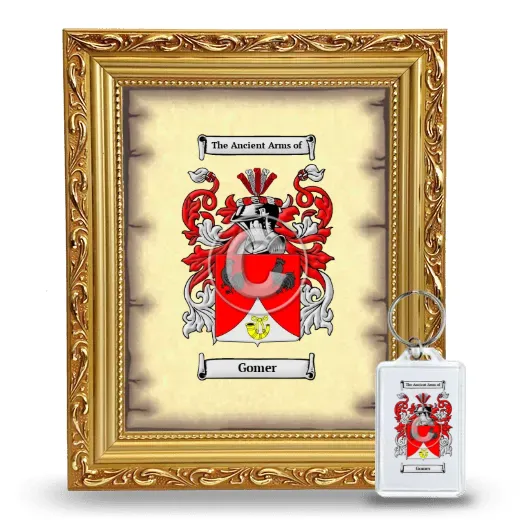 Gomer Framed Coat of Arms and Keychain - Gold