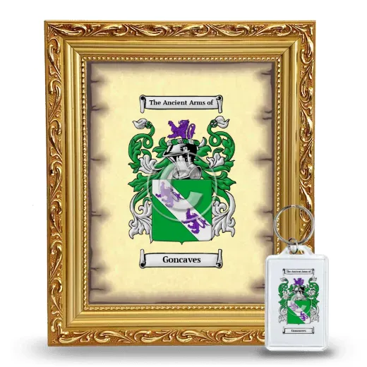 Goncaves Framed Coat of Arms and Keychain - Gold