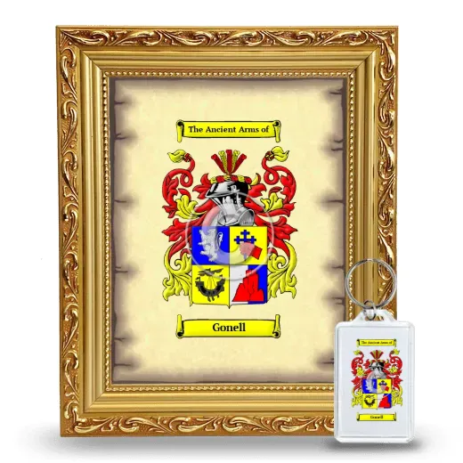 Gonell Framed Coat of Arms and Keychain - Gold