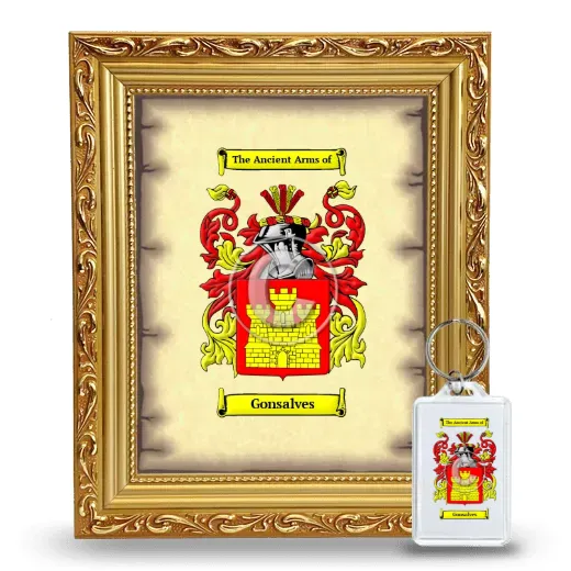 Gonsalves Framed Coat of Arms and Keychain - Gold