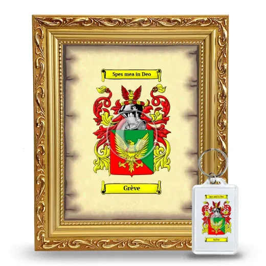 Grève Framed Coat of Arms and Keychain - Gold
