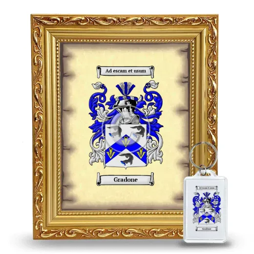 Gradone Framed Coat of Arms and Keychain - Gold