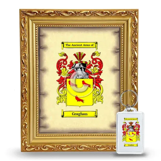 Graghan Framed Coat of Arms and Keychain - Gold