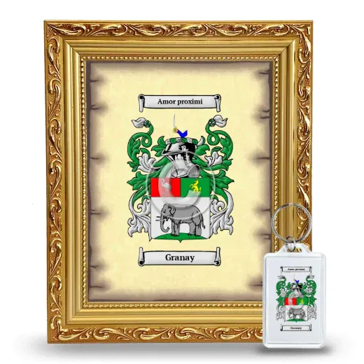 Granay Framed Coat of Arms and Keychain - Gold