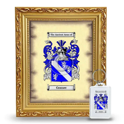 Grasser Framed Coat of Arms and Keychain - Gold