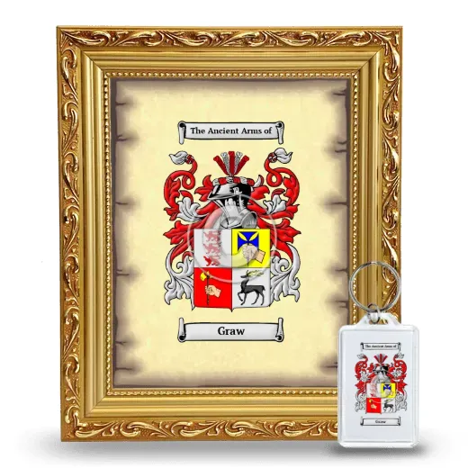 Graw Framed Coat of Arms and Keychain - Gold
