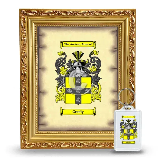 Greely Framed Coat of Arms and Keychain - Gold