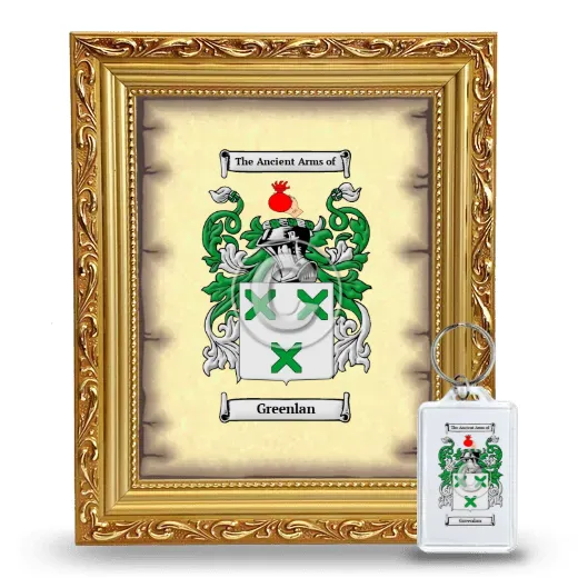 Greenlan Framed Coat of Arms and Keychain - Gold