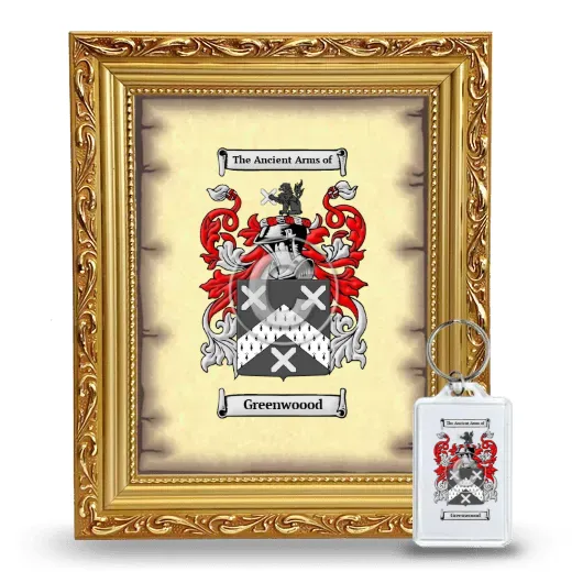 Greenwoood Framed Coat of Arms and Keychain - Gold