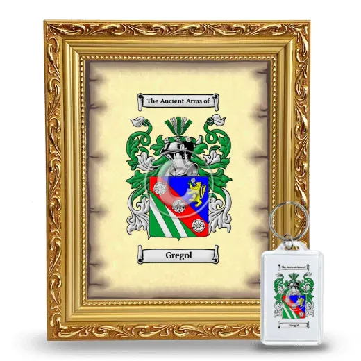 Gregol Framed Coat of Arms and Keychain - Gold