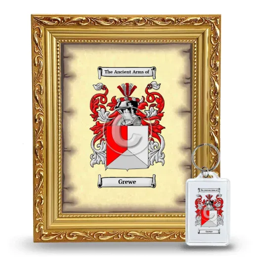 Grewe Framed Coat of Arms and Keychain - Gold
