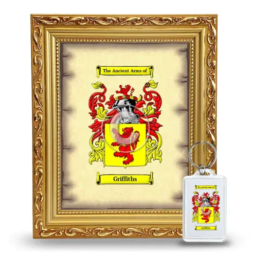 Griffiths Framed Coat of Arms and Keychain - Gold