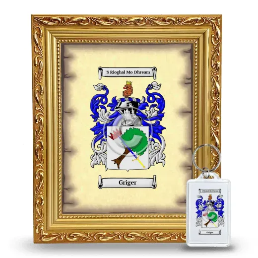 Griger Framed Coat of Arms and Keychain - Gold