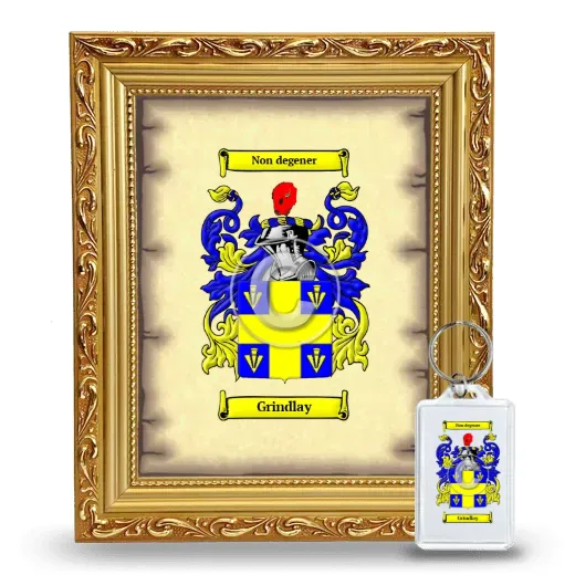 Grindlay Framed Coat of Arms and Keychain - Gold