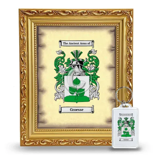 Groesse Framed Coat of Arms and Keychain - Gold