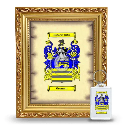 Groman Framed Coat of Arms and Keychain - Gold