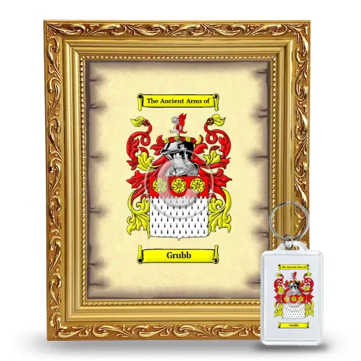 Grubb Framed Coat of Arms and Keychain - Gold