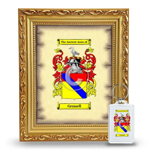 Grumell Framed Coat of Arms and Keychain - Gold