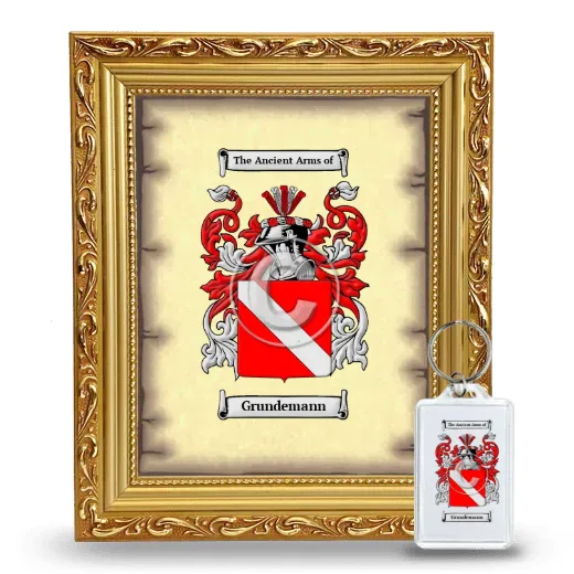 Grundemann Framed Coat of Arms and Keychain - Gold