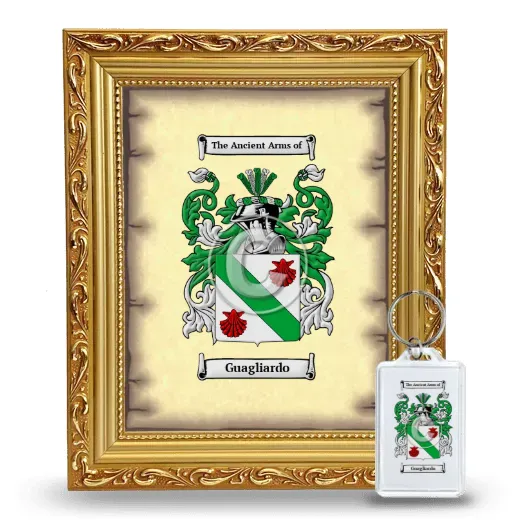 Guagliardo Framed Coat of Arms and Keychain - Gold