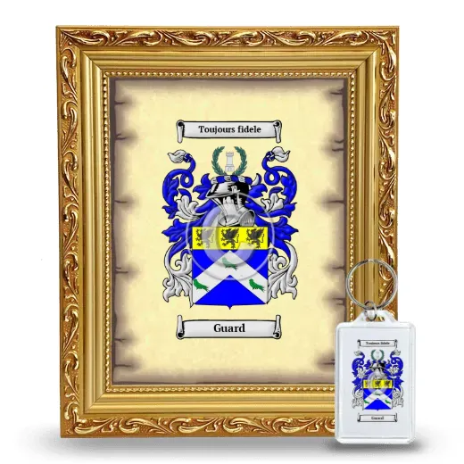 Guard Framed Coat of Arms and Keychain - Gold