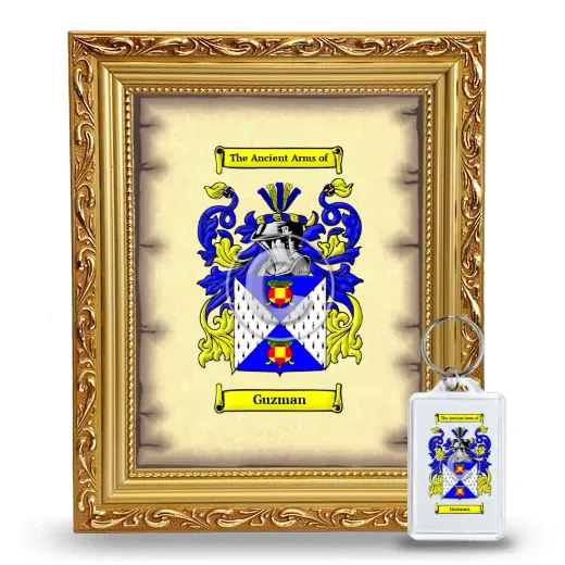Guzman Framed Coat of Arms and Keychain - Gold